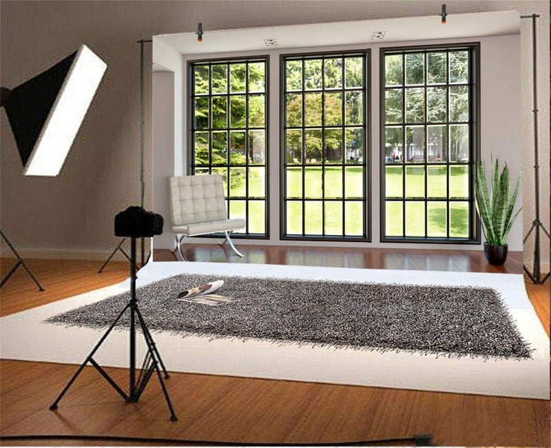 AOFOTO 8x6ft Business Office French Sash Window Backdrop Living Room Sofa Plant Photography Background Interior Casement Work at Home Modern Flat Furniture Apartment Decoration Residence Villa Props - Image 4